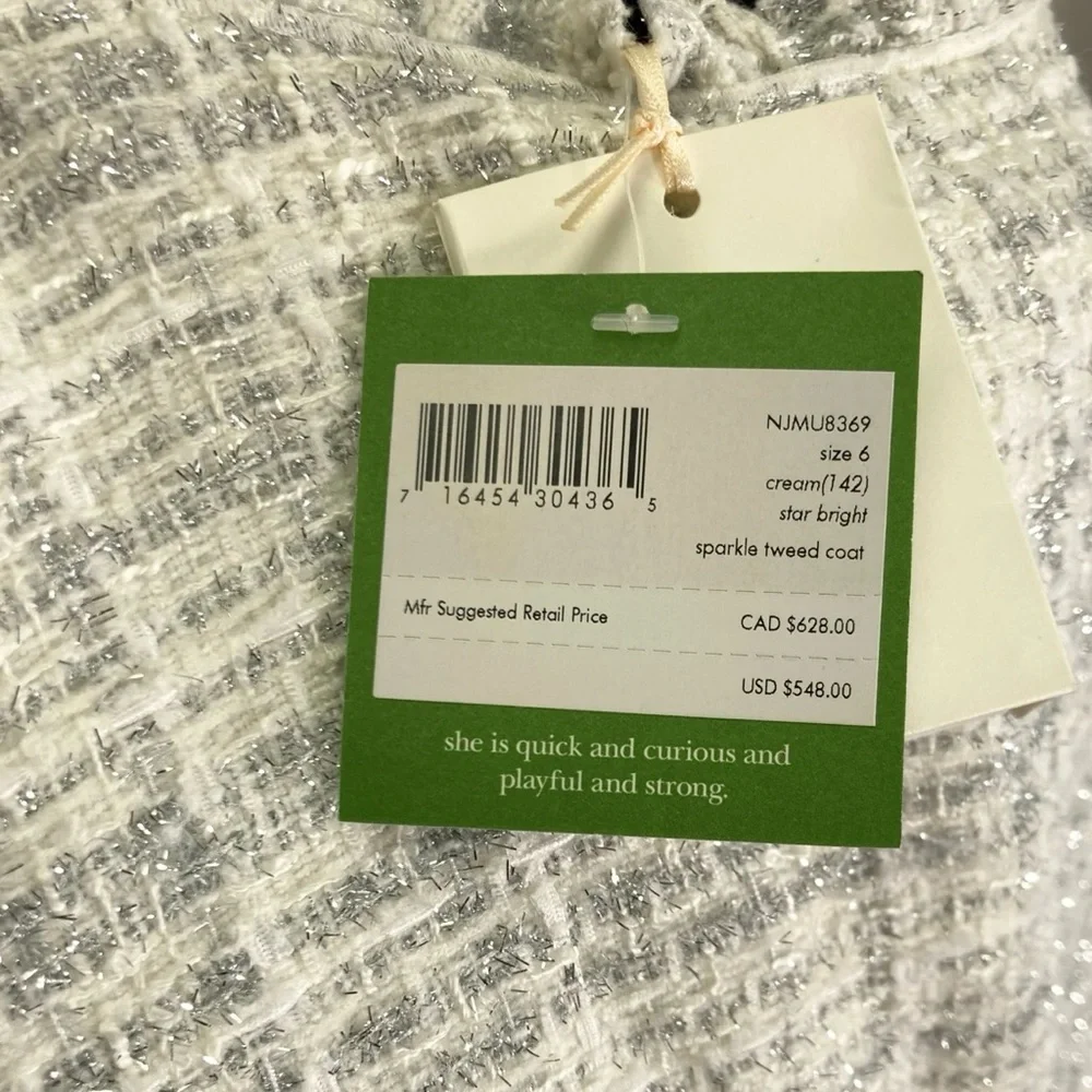 Kate Spade Sparkle Tweed Metallic Coat Size 6 - Picture 4 of 15